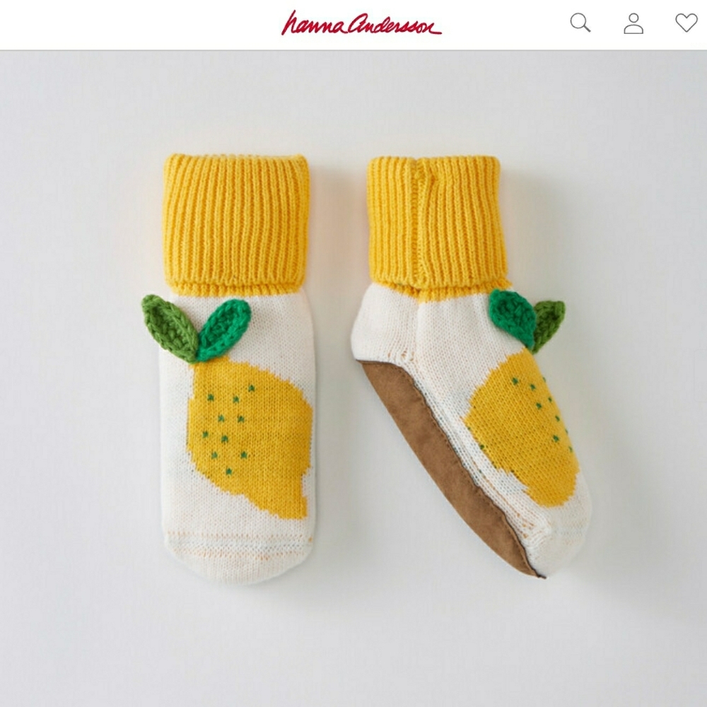 NWT Hanna Andersson Lemon Sweaterknit Booties 0-6m